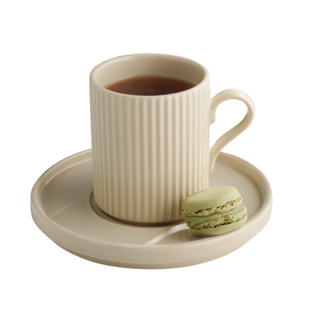 Mug THE GRID, porcelain, beige, diameter 7.5 cm, height 9.5 cm, 240 ml