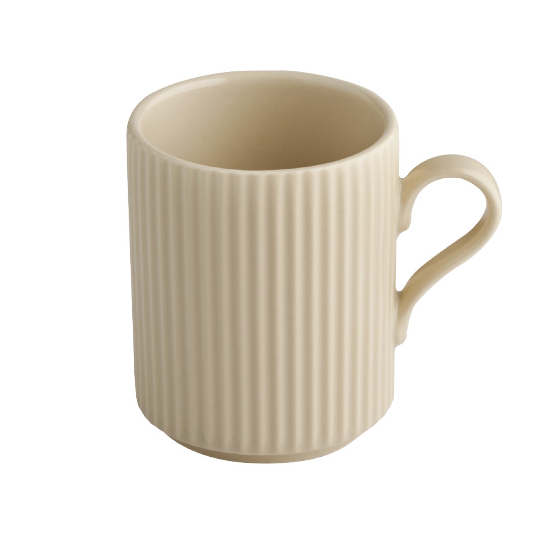 Mug THE GRID, porcelain, beige, diameter 7.5 cm, height 9.5 cm, 240 ml