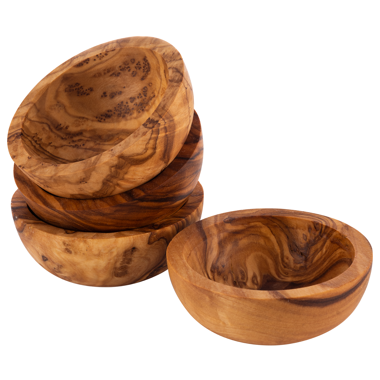 miska OLIVE, sada 4 ks, pr. 6 cm, v. 2 cm, dřevo