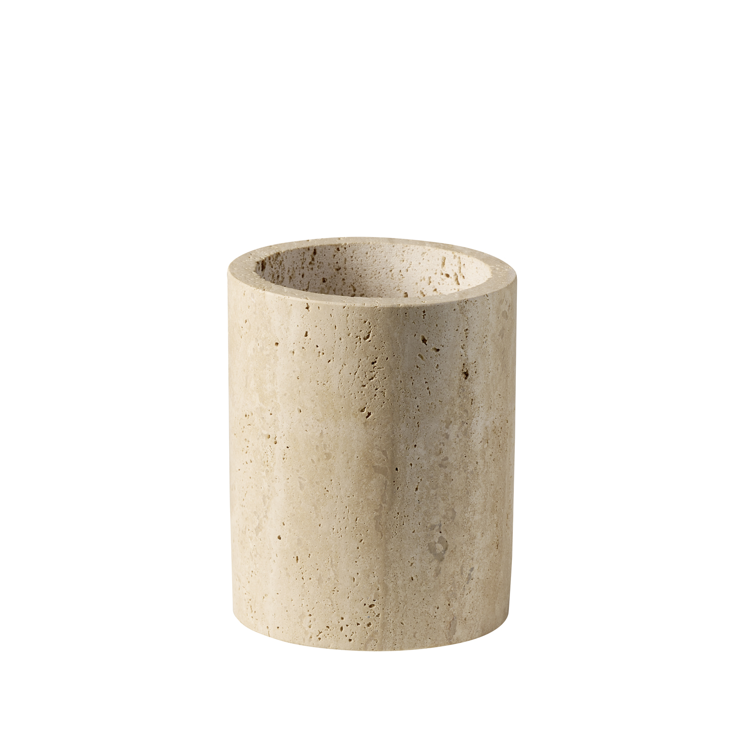Cutlery bin -TRAVERTINE- O 11 cm, h: 13,5 cm travertine (limestone) inner O 9,5 cm