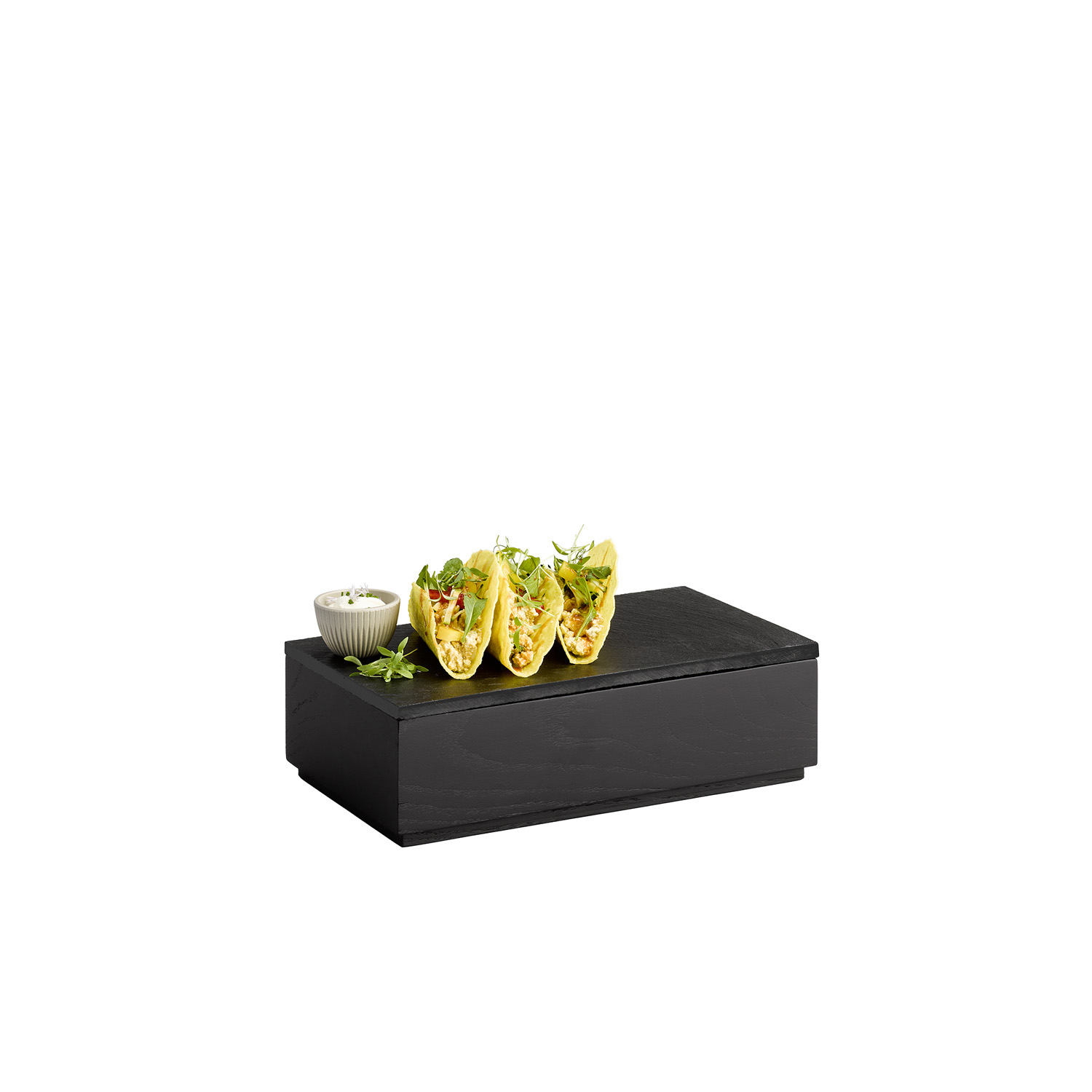 box GN 1/3 VALO, dubové dřevo, černá, 32,5 x 17,6 cm, v. 8,5 cm