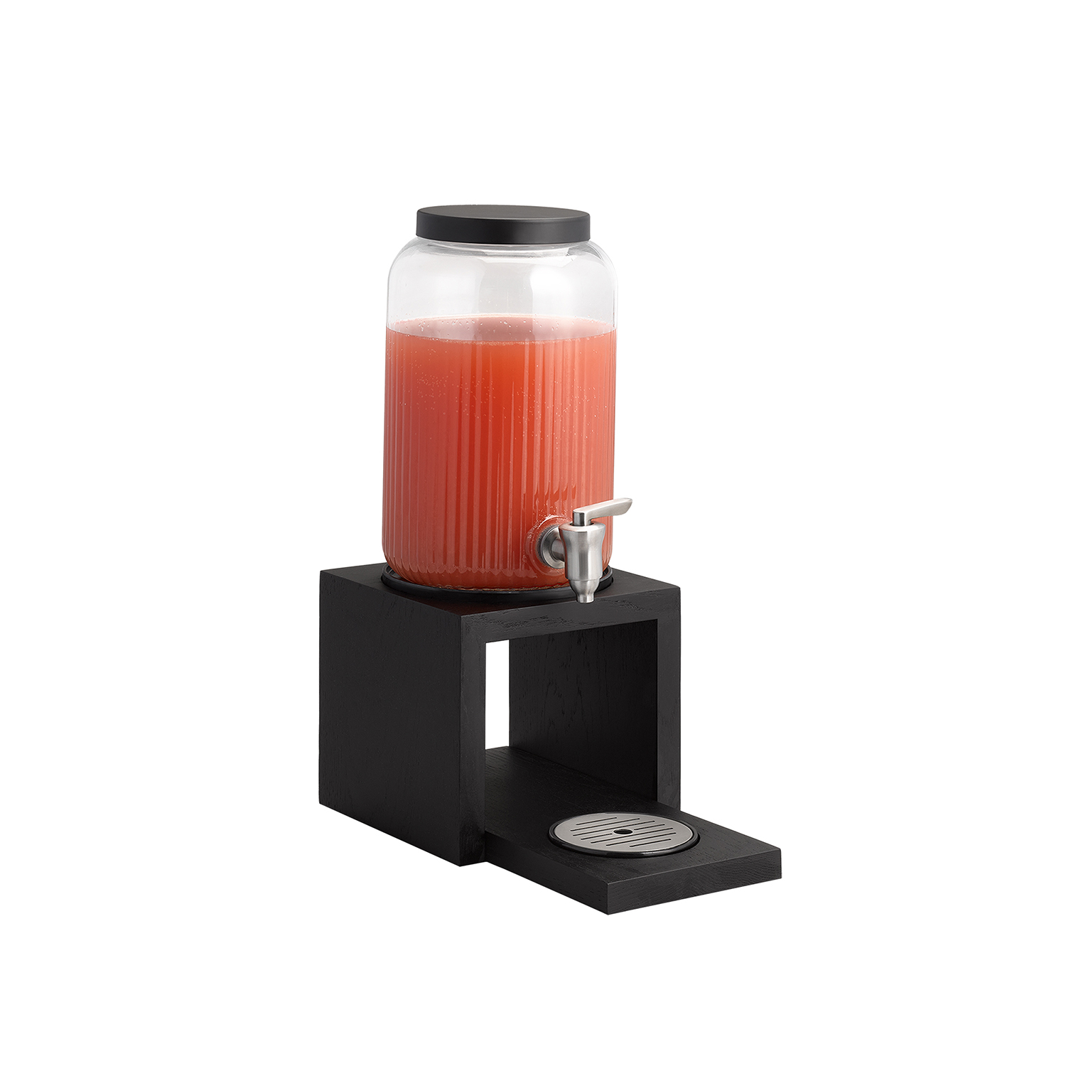 Beverage dispenser -VALO- 18 x 18 cm, h: 41 cm glass container, 3,8 ltr. stainless steel tap