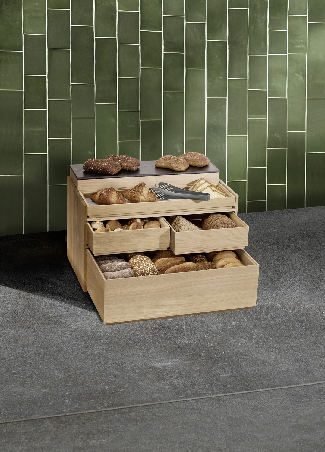 Buffet stand -VALO- 55,5 x 32 cm, h: 32 cm oak wood (oiled) suitable for VALO GN boxes