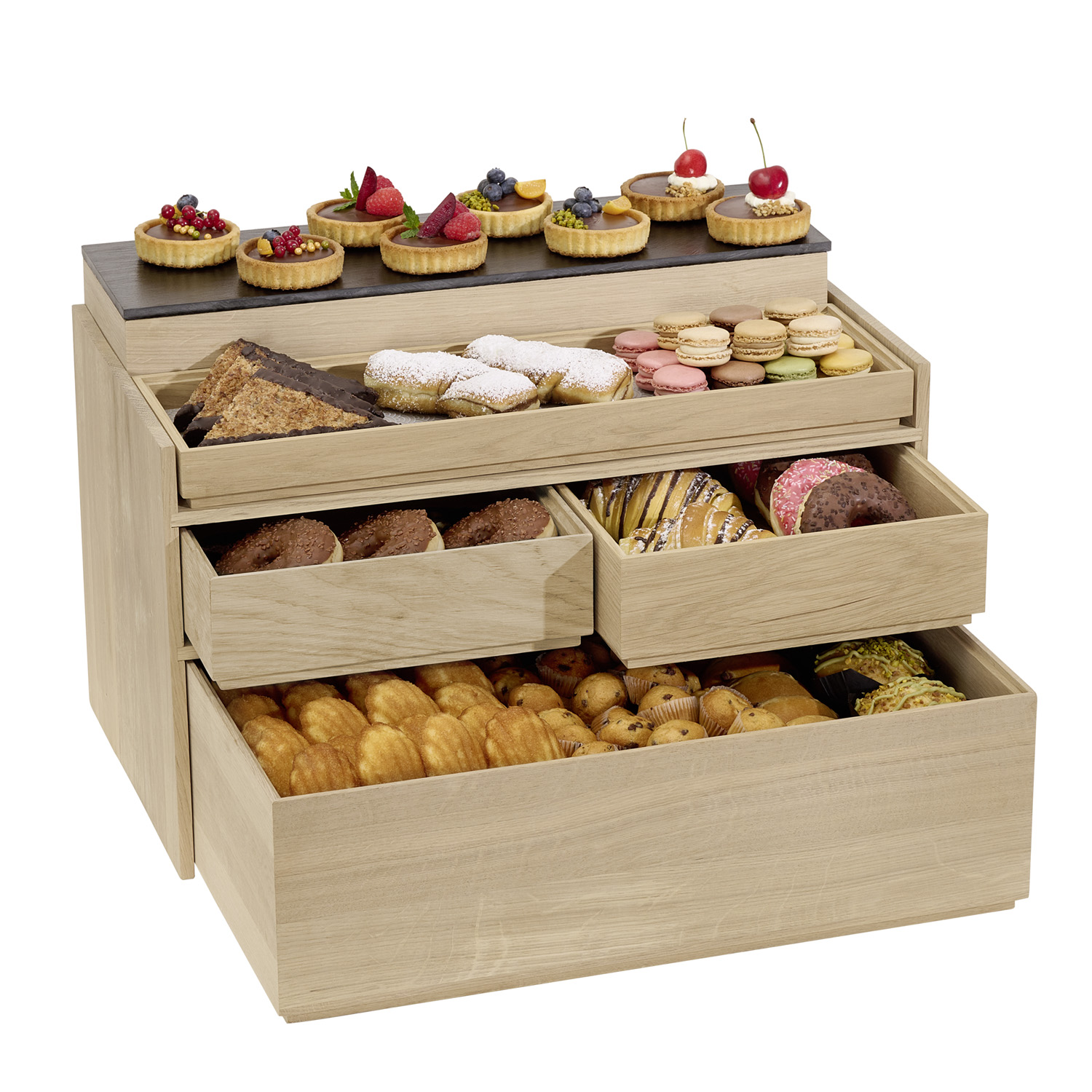 Buffet stand -VALO- 55,5 x 32 cm, h: 32 cm oak wood (oiled) suitable for VALO GN boxes