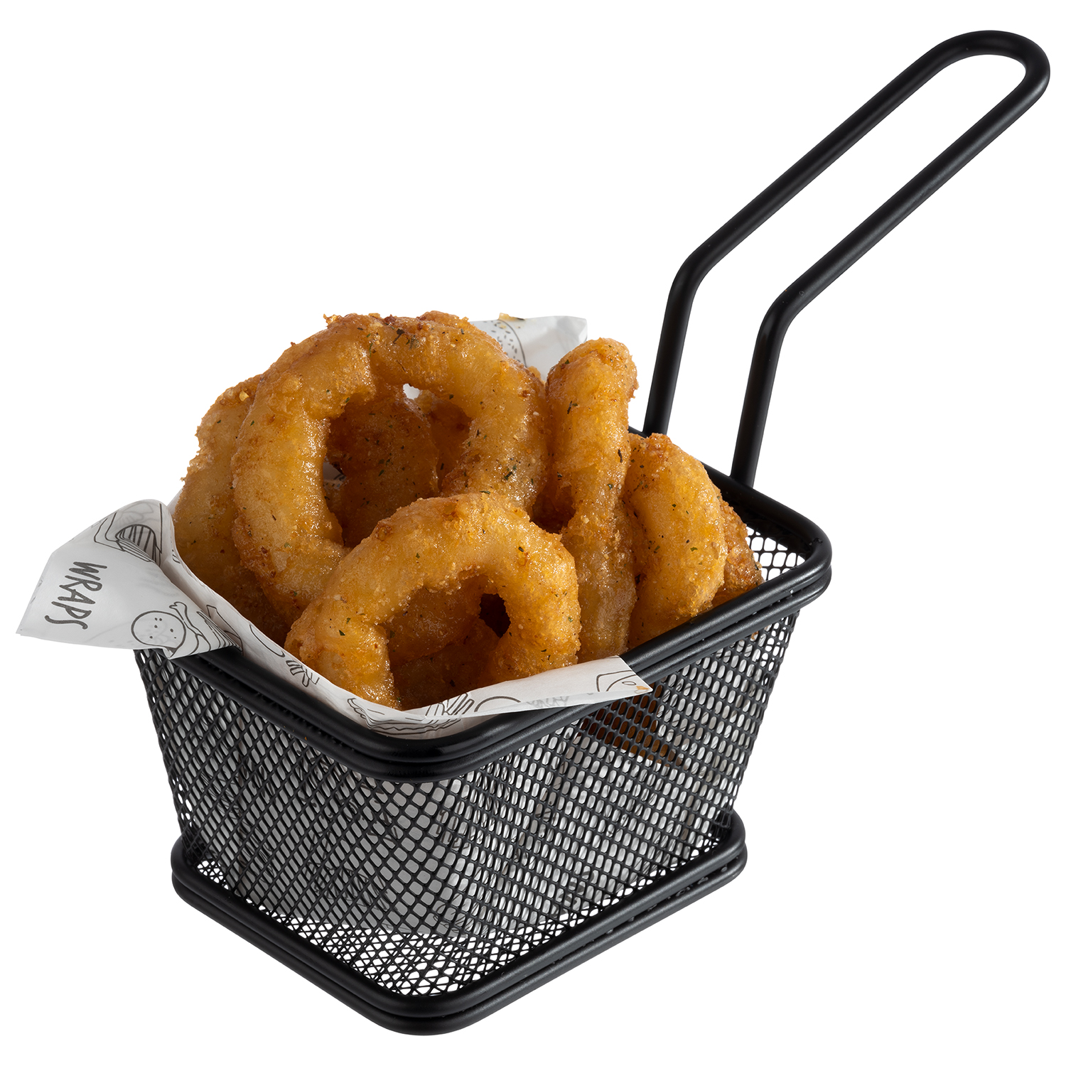 Fry basket 10 x 8,5 cm, h: 6,5 cm stainless steel, black handle: 9 cm