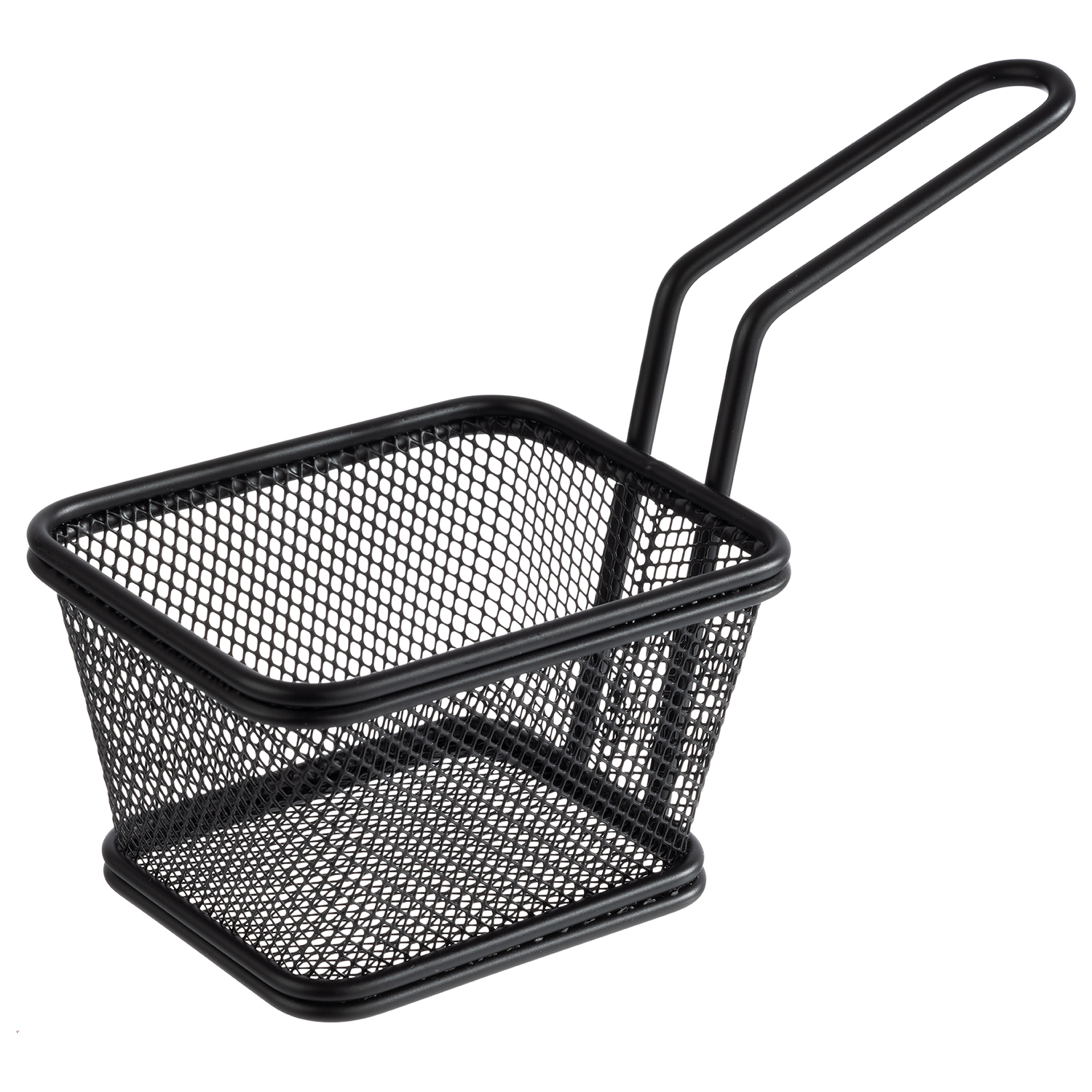 Fry basket 10 x 8,5 cm, h: 6,5 cm stainless steel, black handle: 9 cm