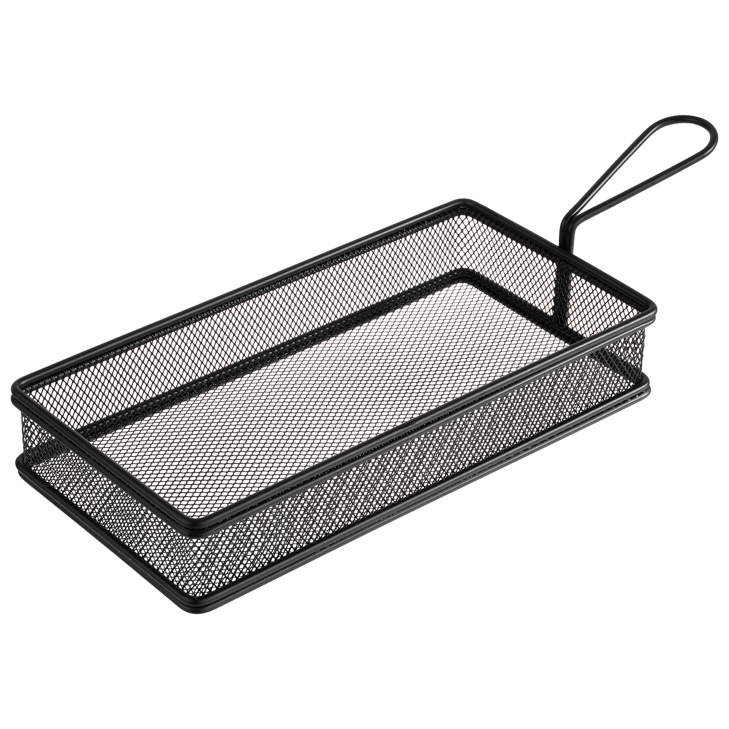 Fry basket 26 x 13 cm, h: 5 cm stainless steel, black handle: 9,5 cm