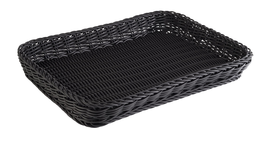 Basket -PROFI LINE- 40 x 30 cm, h: 5 cm polypropylene, black