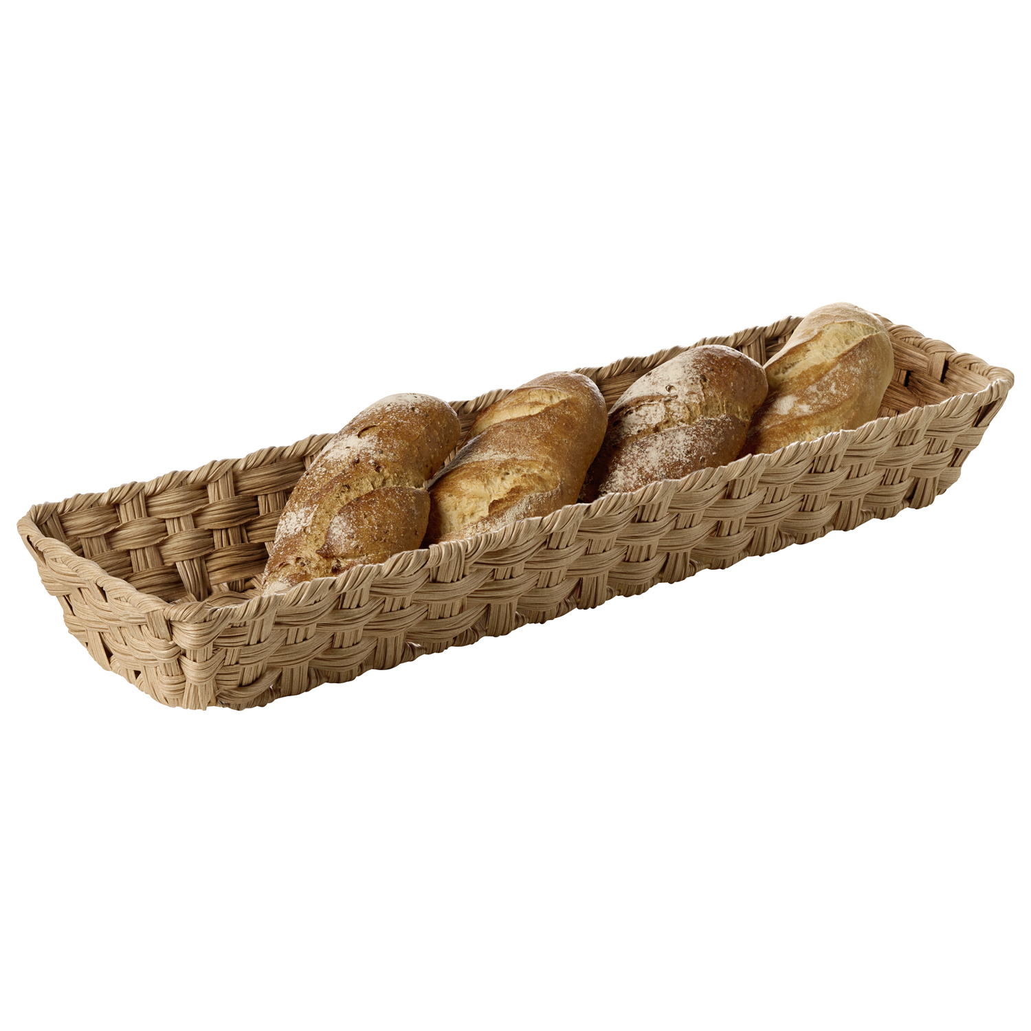 GN 2/4 Basket -TWIRL- 53 x 16,2 cm, h: 6,5 cm polypropylene, brown with brown stainless steel