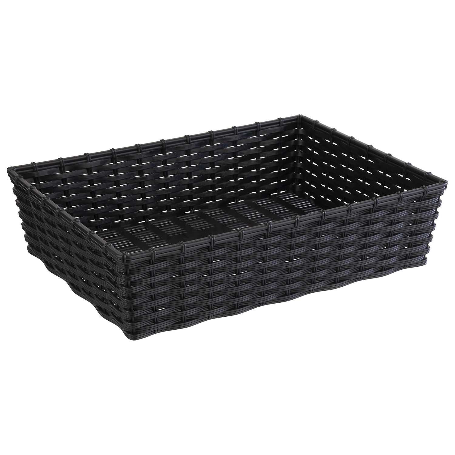 basket -WICKER-LOOK- 39,5 x 29,5 cm, h: 10 cm polypropylen, black