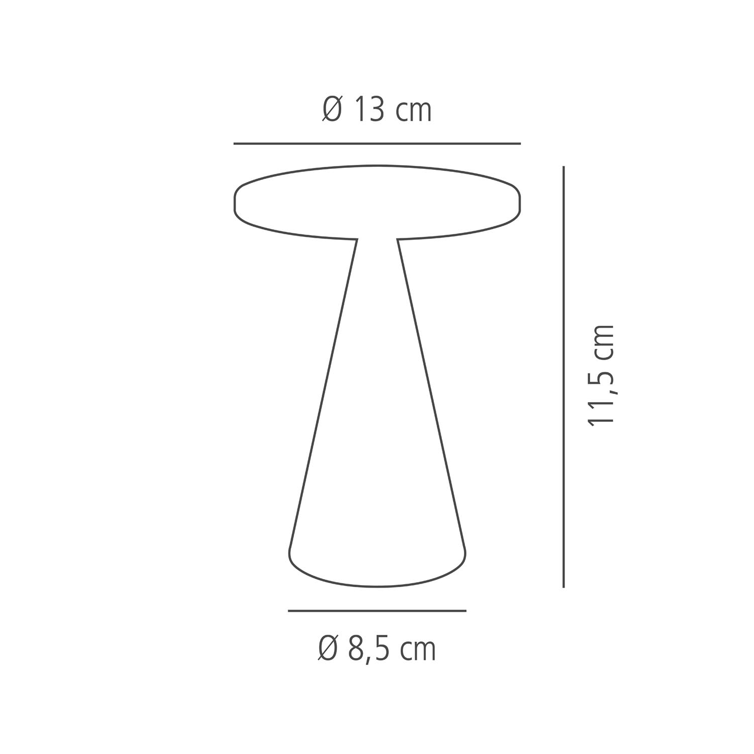 Table lamp -CONE MINI- O 13 cm, h: 11,5 cm metal, colour: whisper white 1x LED 1,0 W / 100 lm