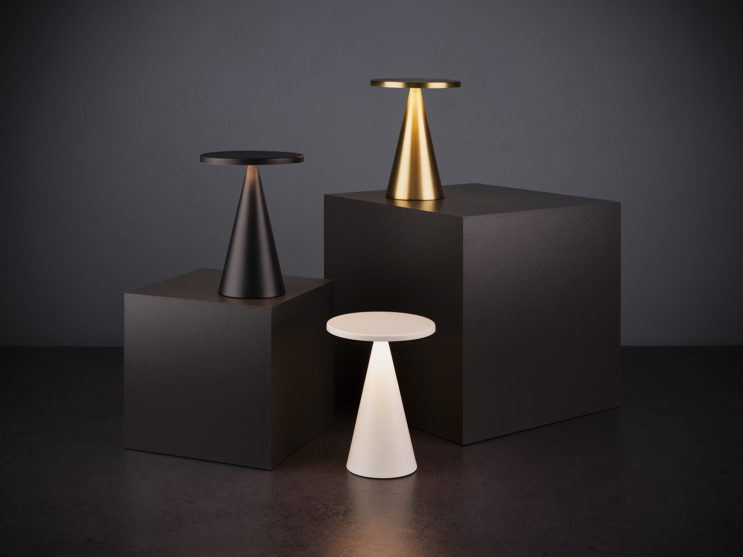 lampa stolní CONE, kov, bílá, pr. 13 cm, v. 18 cm
