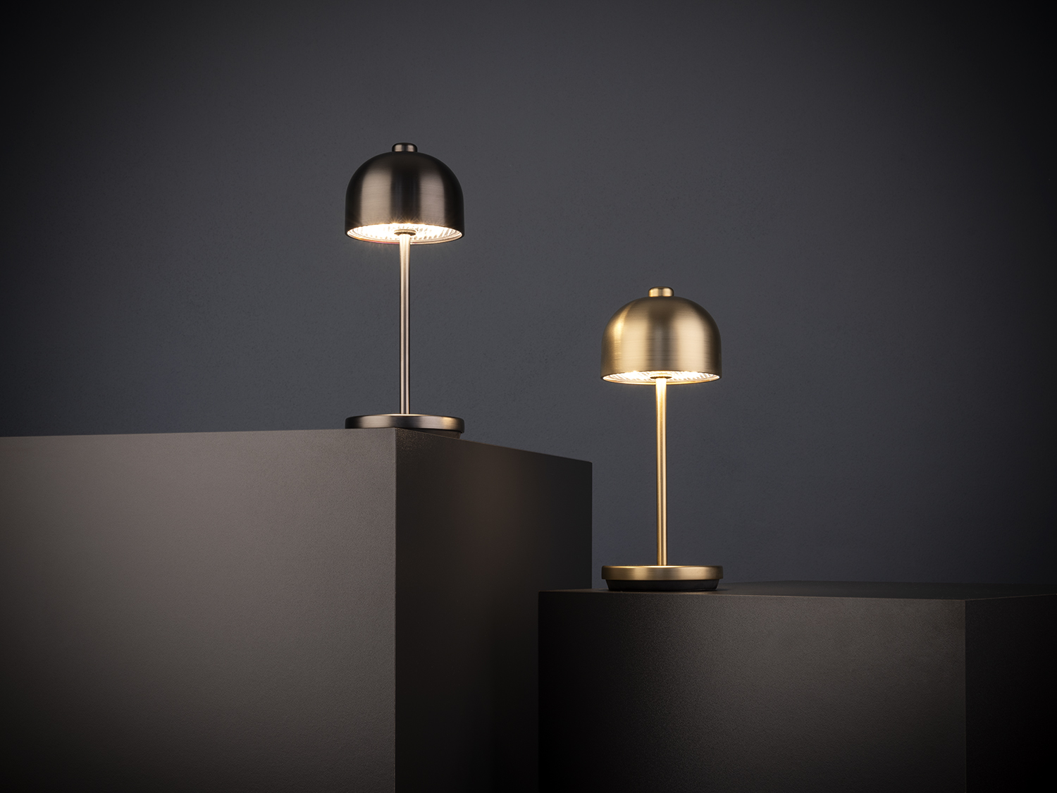 lampa stolní JOSEF MINI, kov, champagne, pr. 8 cm, v. 20,5 cm
