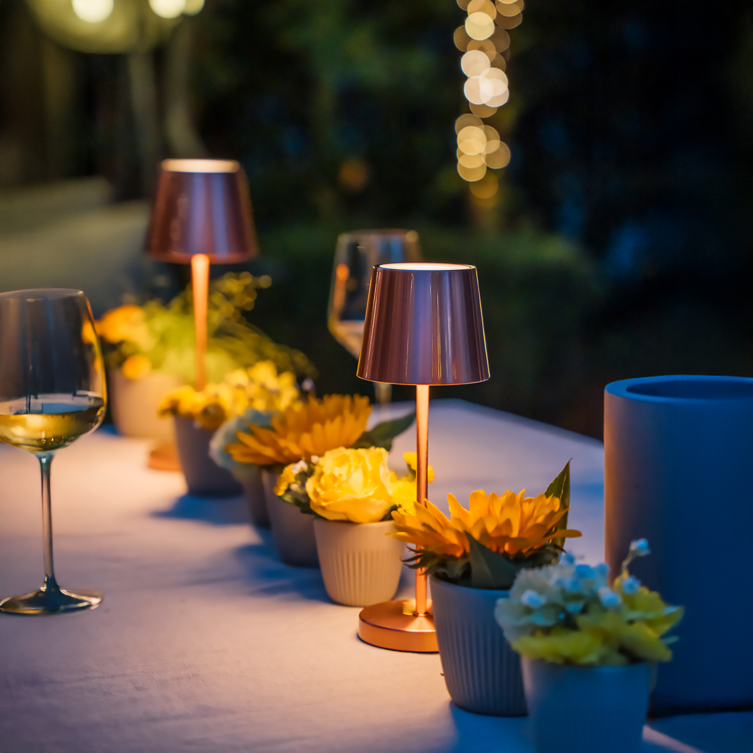 lampa stolní MERLE MICRO, kov, měděná, pr. 8 cm, v. 20 cm