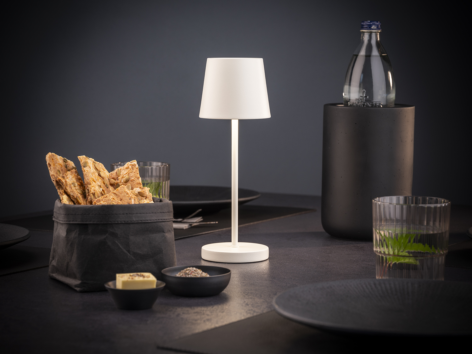 lampa stolní MERLE MINI, kov, bílá, pr. 9 cm, v. 25 cm