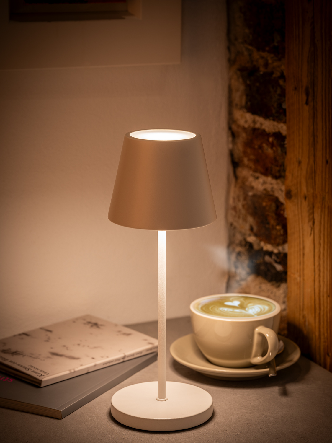 lampa stolní MERLE, kov, bílá, pr. 11 cm, v. 30,5 cm