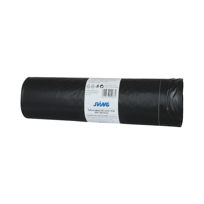 Pytle na odpad 120 l - černé, 25 ks - silné / 70 x 110 cm / HDPE 30 my