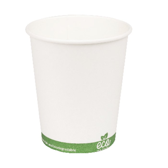 kelímek papírový s PLA 100 ml, zelený pruh ECO, kompostovatelný / 50 ks