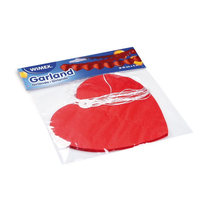 Papírová girlanda SRDCE, 18 cm, 4 m