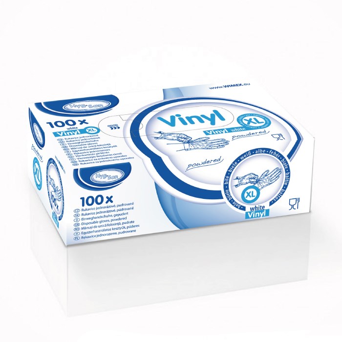 gloves size XL 100 pcs vinyl white, powdered
