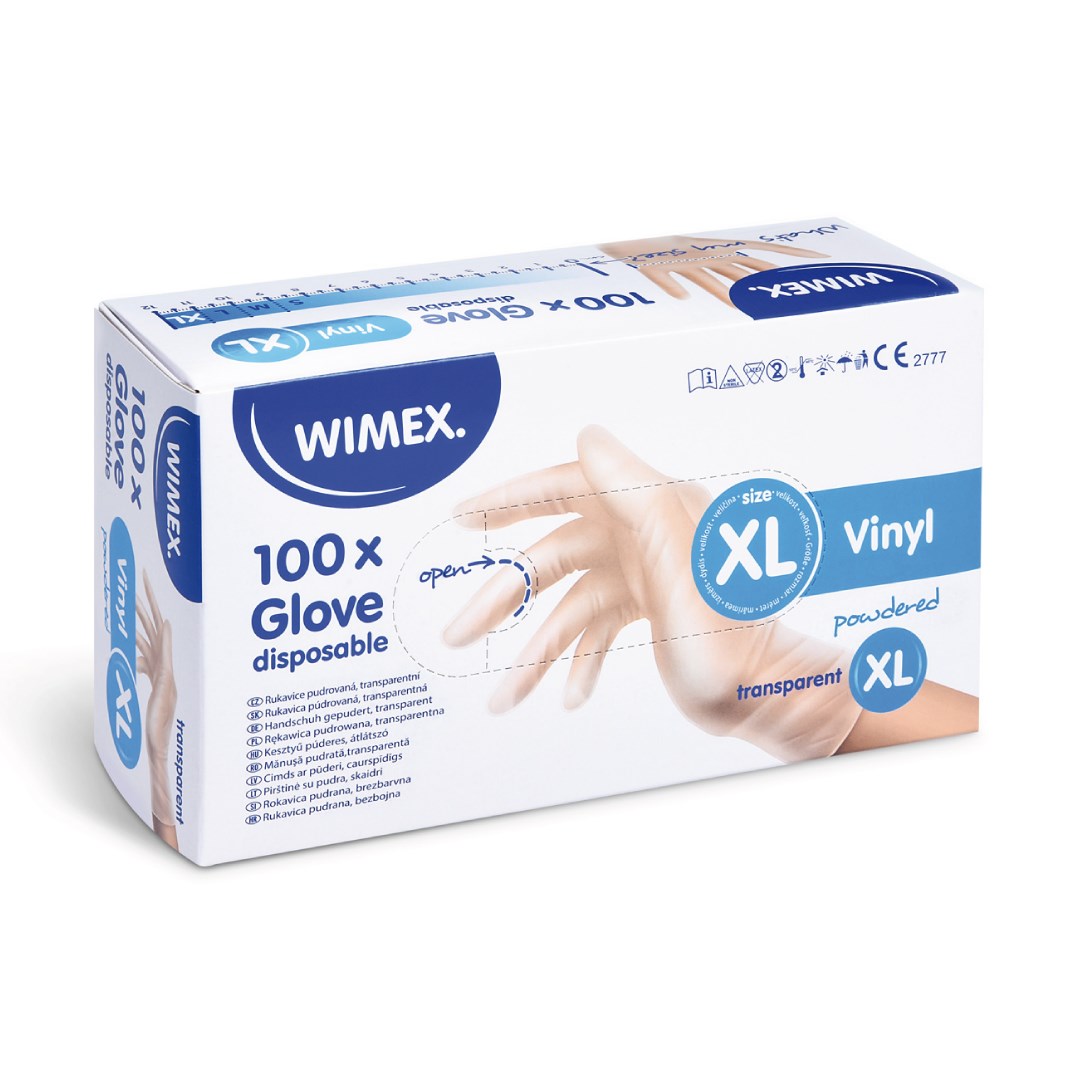 gloves size XL 100 pcs vinyl white, powdered