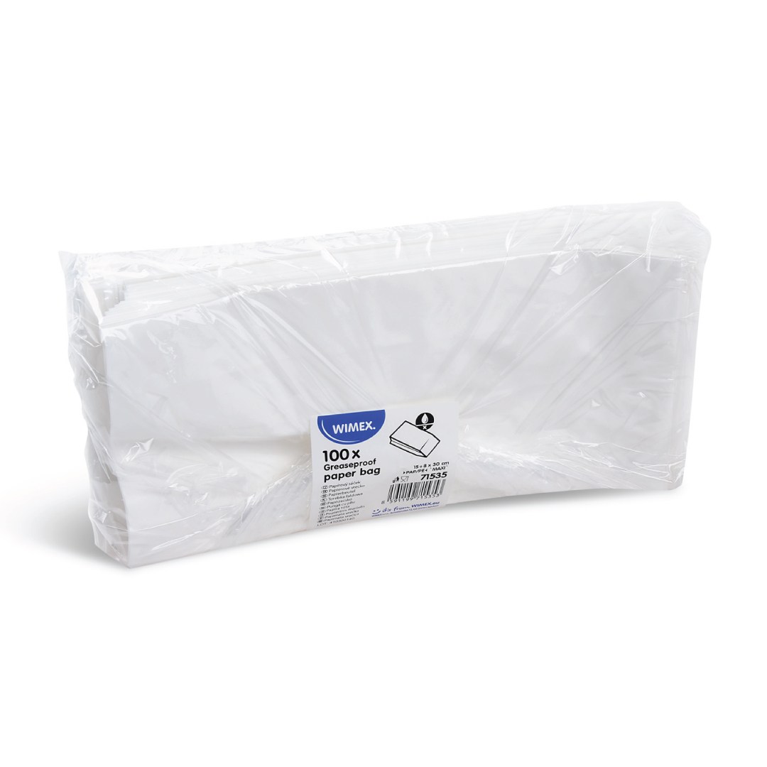 sáčky papírové nepromastitelné bílé 15+8x30 cm/100ks