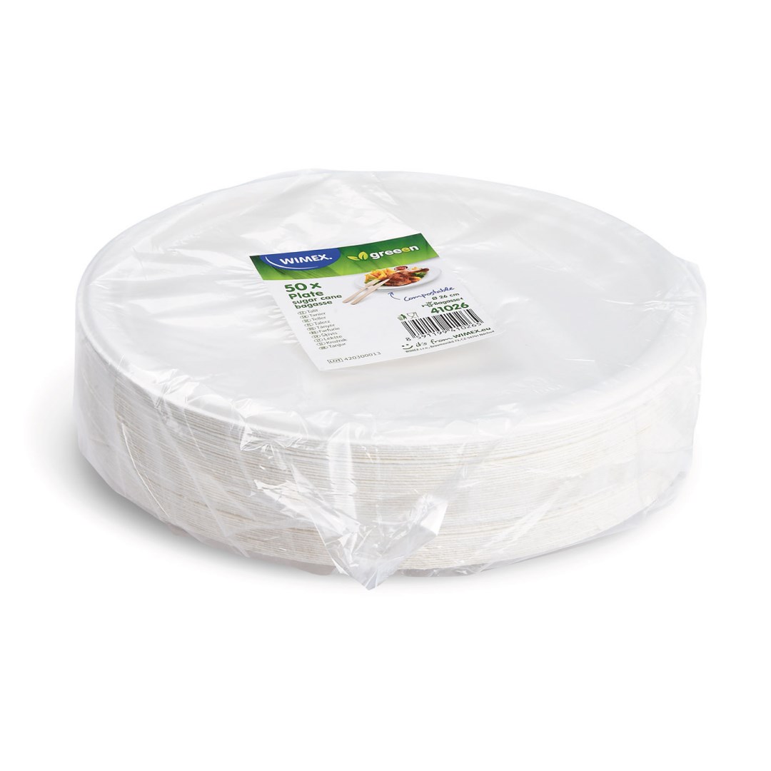 round plate BIO sugar cane Ø 26 cm 50 pcs