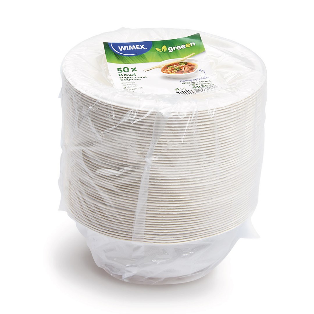 round bowl BIO sugar cane 500 ml, Ø 15.5 x 5.5 cm 50 pcs