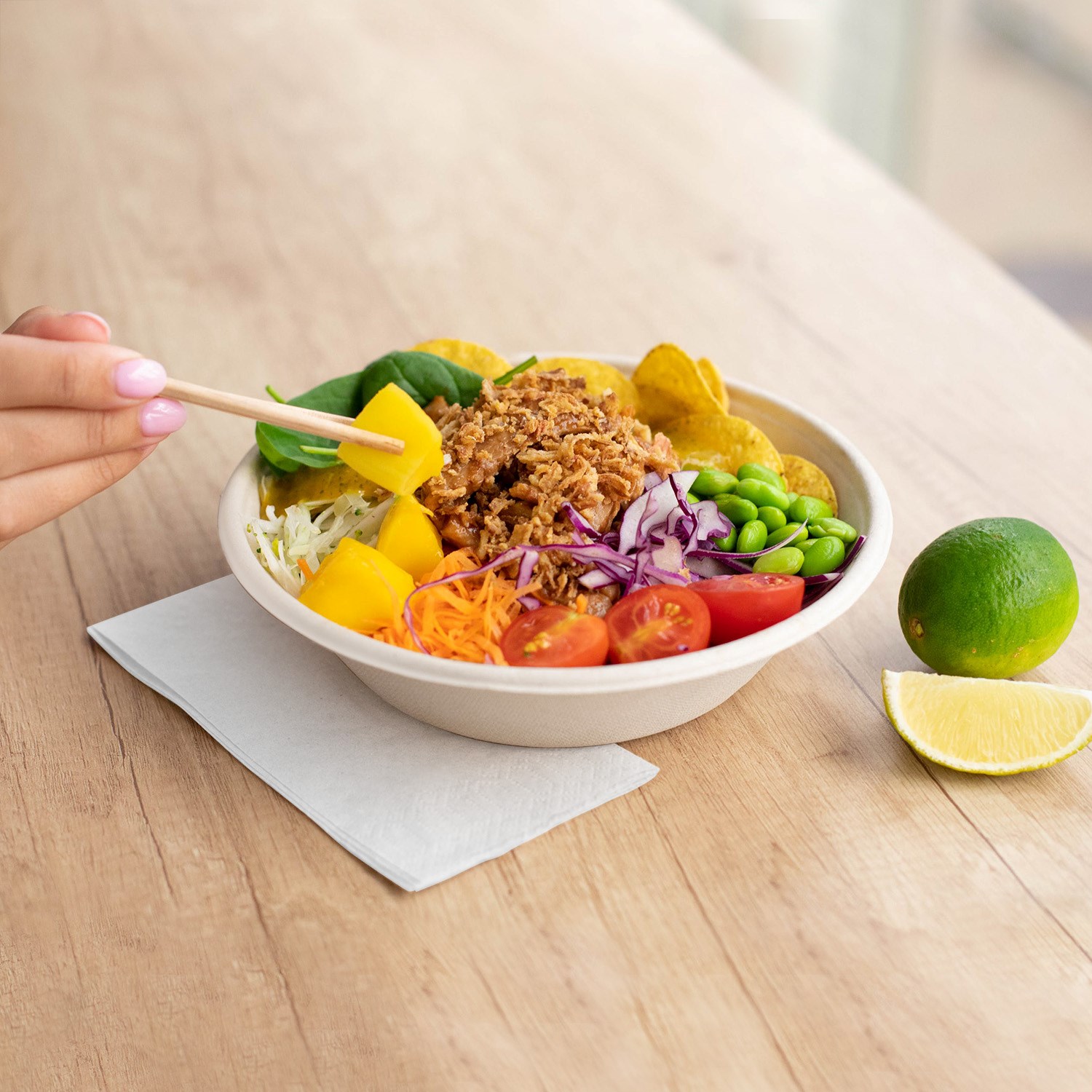 round bowl BIO sugar cane 500 ml, Ø 15.5 x 5.5 cm 50 pcs