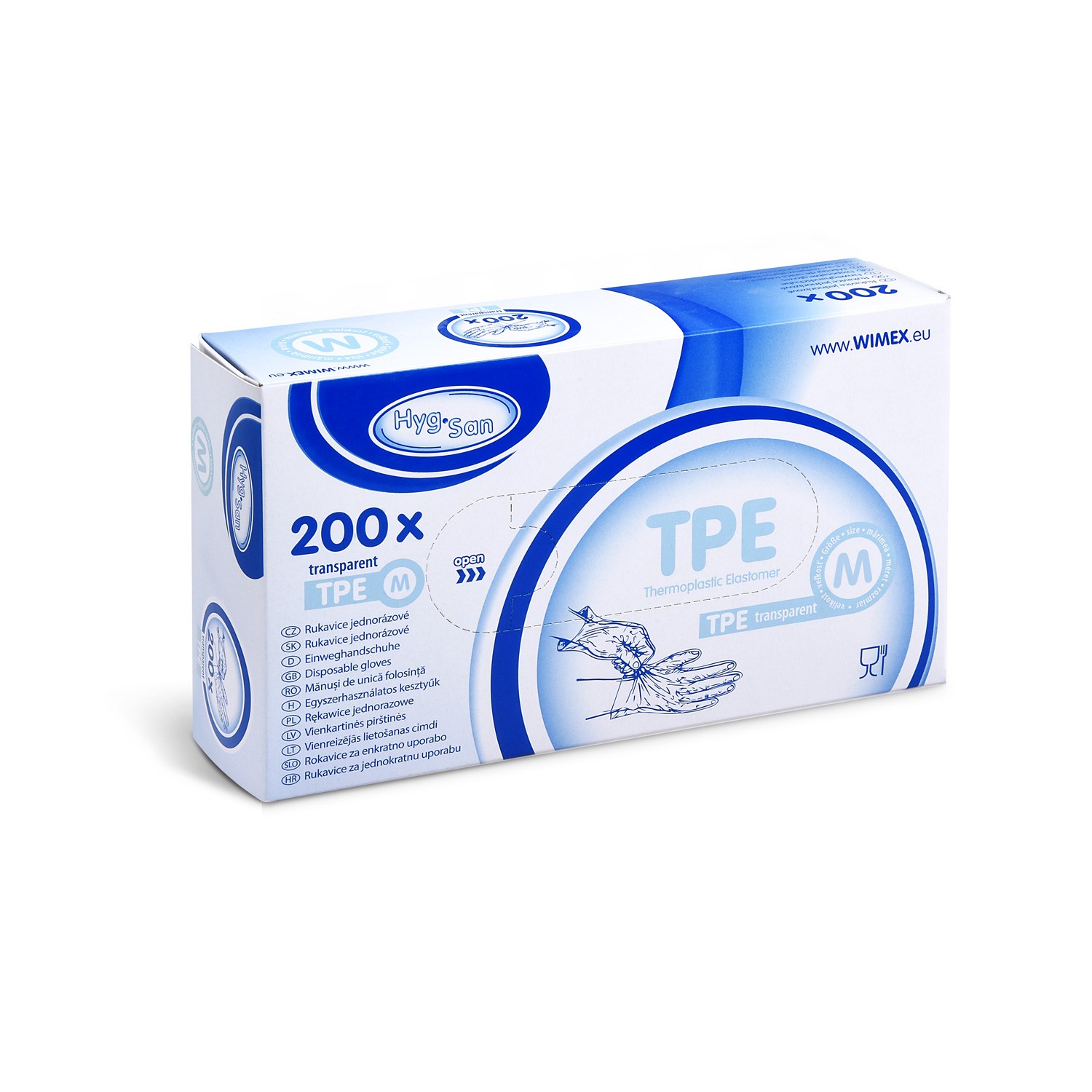 gloves size M 200 pcs transparent TPE disposable