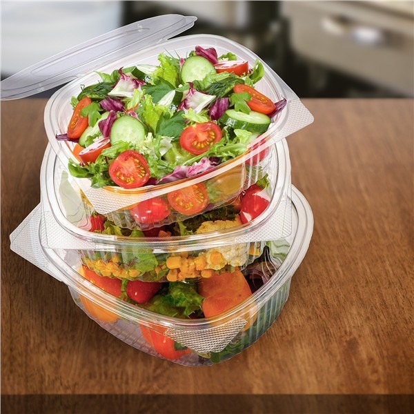 miska oválná s víčkem 2000ml 50ks, rPET průhledná