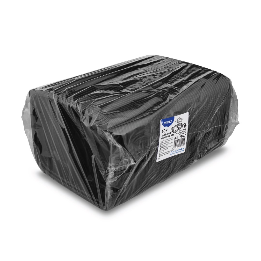 menu mísa do mikrovl. trouby 1100ml, 25x18,5x4cm, 50ks, čená 2-dílná (PP)