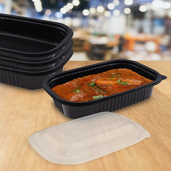 menu mísa do mikrovl. trouby 850ml, 22x15x4,5cm, 50ks, černá nedělená (PP)