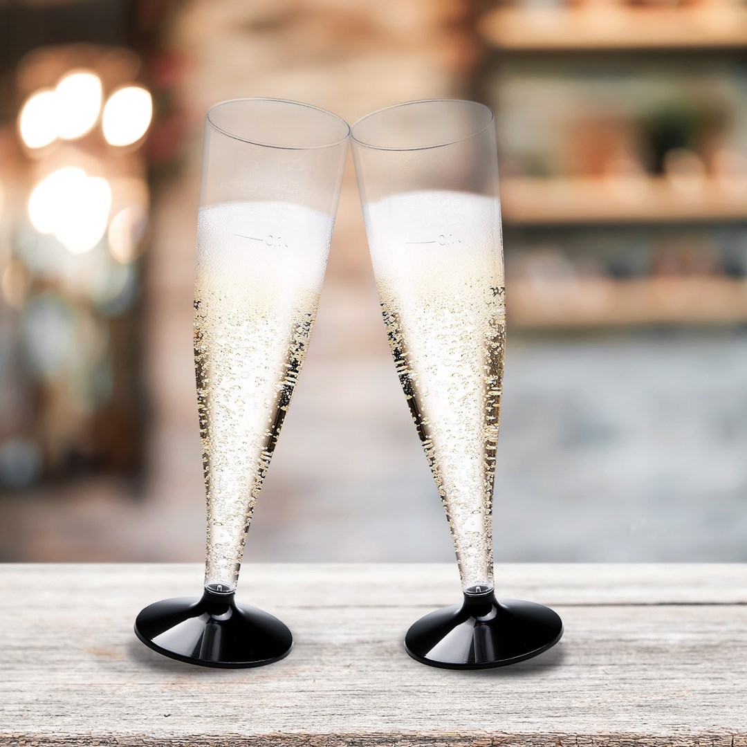 champagne glass 0.1 l with black stem /20pcs