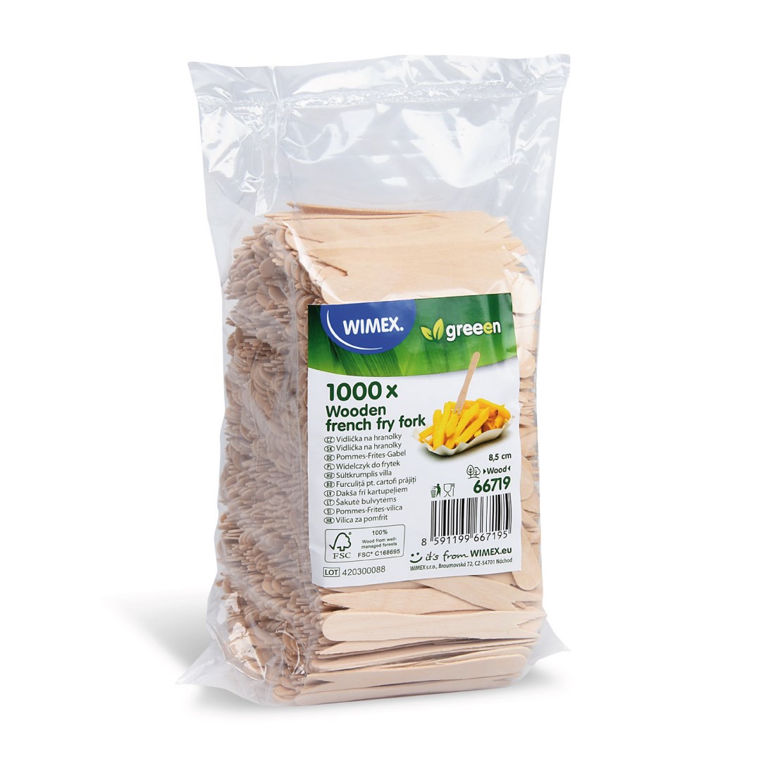 Wooden french fries fork 8,5 c