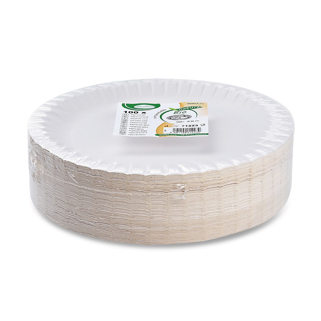 Flat paper plate round 23 cm