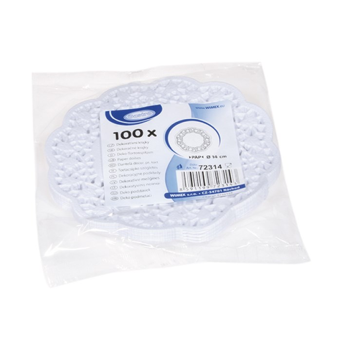 krajky dekorativní 14 cm 100 ks / kulaté, bílé