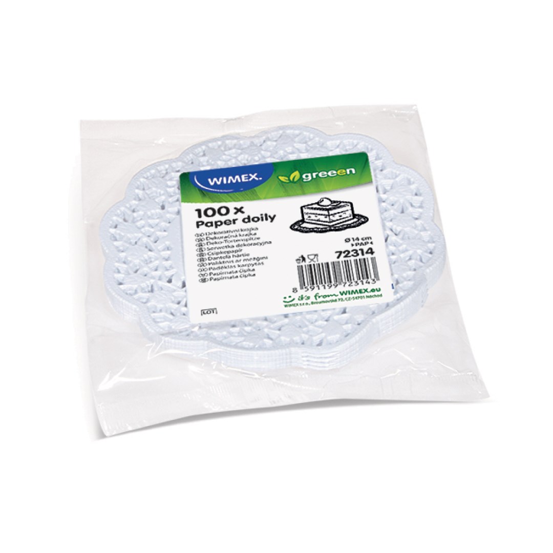 krajky dekorativní 14 cm 100 ks / kulaté, bílé