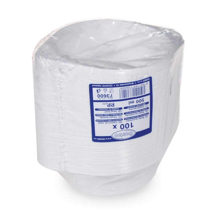 Soup bowl white, 500 ml, 100 pcs, (PP)