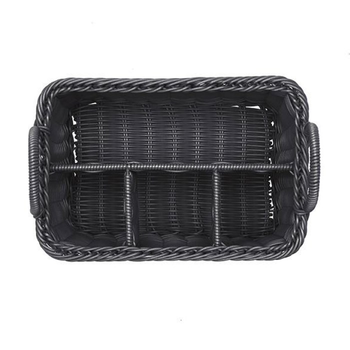 Economic cutlery tray square 26x18 dark polyrattan