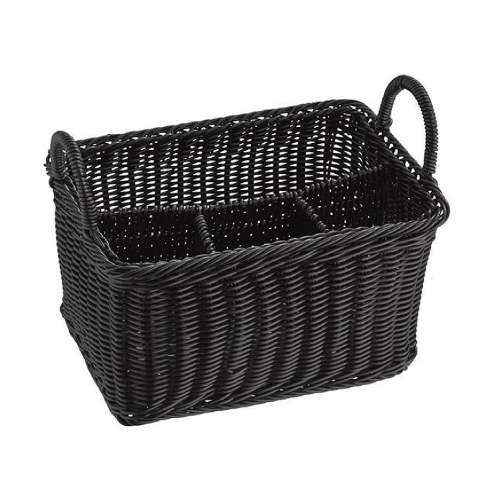 Economic cutlery tray square 26x18 dark polyrattan